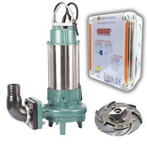 Varan Cut 1100 Parçalayıcı Bıçaklı Koruma Panolu Foseptik Dalgıç Pompa 1.5 Hp / 1.1 Kw, Monofaze 220 V
