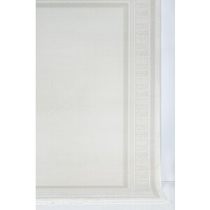 Meander Desenli Pamuk Tabanlı Salon - Oturma Odası  Krem  Renk Halı 160x230 cm
