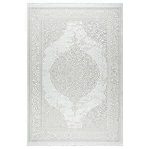 Central Medallion Modern Tasarımlı Pamuk Tabanlı Salon - Oturma Odası  Krem Renk Halı 200x290 cm