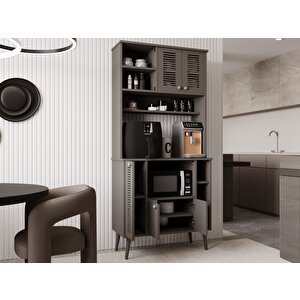 Kahve Köşesi 90 Cm %100 Mdf Panjur Kapak Çok Amaçlı Dolap Gri
