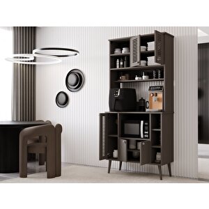 Kahve Köşesi 90 Cm %100 Mdf Panjur Kapak Çok Amaçlı Dolap Gri