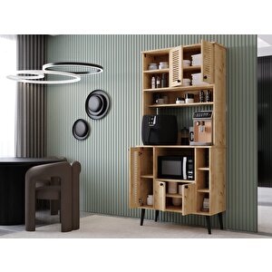 Kahve Köşesi 90 Cm %100 Mdf Panjur Kapak Çok Amaçlı Dolap Safir Meşe