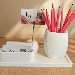 Beton Ofis Seti Masa Üstü Organizer