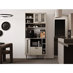 Kahve Köşesi 90 Cm %100 Mdf Panjur Kapak Çok Amaçlı Dolap Kumtaşı