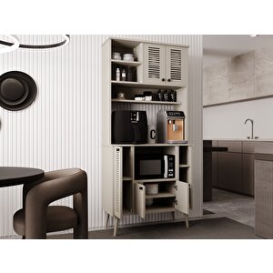 Kahve Köşesi 90 Cm %100 Mdf Panjur Kapak Çok Amaçlı Dolap Kumtaşı