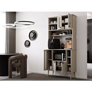 Kahve Köşesi 90 Cm %100 Mdf Panjur Kapak Çok Amaçlı Dolap Kumtaşı