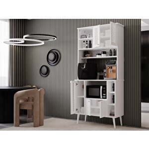 Kahve Köşesi 90 Cm %100 Mdf Panjur Kapak Çok Amaçlı Dolap Beyaz