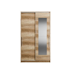 Elit Plus Aynalı Sürgülü Gardırop-açık Ceviz (tori) 120x207x52 Cm (gxyxd)