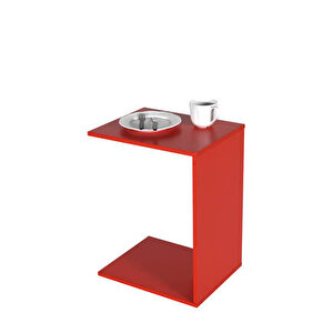 Çok Amaçlı Tekerlekli C Koltuk Sehpası-kırmızı 35x62x45 Cm (gxyxd)