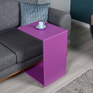 Çok Amaçlı Tekerlekli C Koltuk Sehpası-mor 35x62x45 Cm (gxyxd)