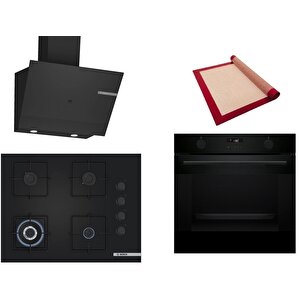 Siyah 3 Lü Ankastre Set 460 ( Hua736ea0t - Poh7c6p30o - Dwk67pj60t  ) 67cm Wok Bek Ocak - Buhar Destekli Fırın - Pişirme Matı Ile