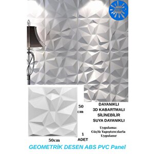50cm X 50cm 1 Adet Beyaz 3d Abs Malzeme Pvc Dayanıklı Duvar Paneli Silinebilir Geometrik Model Panel