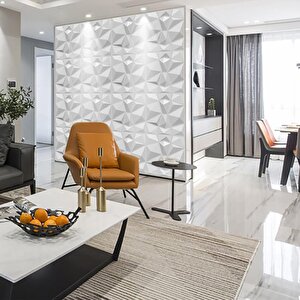 50cm X 50cm 1 Adet Beyaz 3d Abs Malzeme Pvc Dayanıklı Duvar Paneli Silinebilir Geometrik Model Panel