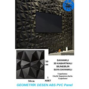 50cm X 50cm 1 Adet 3d Abs Malzeme Pvc Dayanıklı Duvar Paneli Silinebilir Geometrik Model Panel