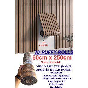 60cmx250cm 1 Adet Kahverengi 3d Yapışkanlı Sxp Akustik Lambiri Desenli Duvar Paneli Kağıdı 3115-1