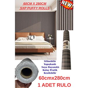 60cm X 280cm 1 Adet Kendinden Yapışkanlı Kömür Gri Lambiri Desenli Duvar Paneli Kağıdı Gs8002