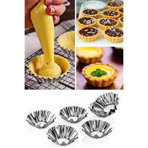 12 Adet Paslanmaz Mini Kek Kalıbı, Cupcake, Tart, Tartolet, Brownie, Topkek, Muffin Kalıbı