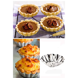 12 Adet Paslanmaz Mini Kek Kalıbı, Cupcake, Tart, Tartolet, Brownie, Topkek, Muffin Kalıbı