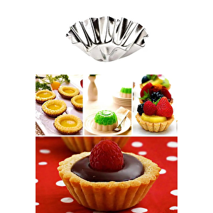 12 Adet Paslanmaz Mini Kek Kalıbı, Cupcake, Tart, Tartolet, Brownie, Topkek, Muffin Kalıbı