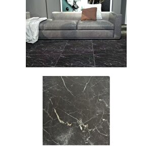 60cmx60cm Siyah Mermer Desenli Pvc-lvt Yapışkanlı Yer Kaplama Paneli Kauçuklu Floor Banyo Wc S74p