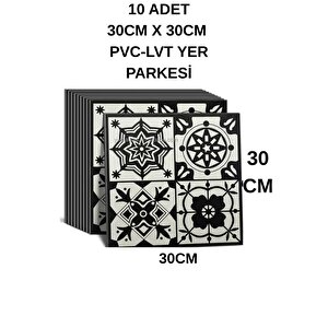 30cmx30cm 10 Adet Yapışkanlı Osmanlı Çini Floor Pvc Panel  Zemin Kaplama Paneli Arkası Kauçuklu 2124