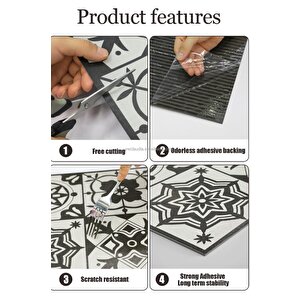 30cmx30cm 10 Adet Yapışkanlı Osmanlı Çini Floor Pvc Panel  Zemin Kaplama Paneli Arkası Kauçuklu 2124