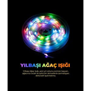 Yılbaşı Ağacı Şerit Led - 10 Metre- Telefondan Kontrol - Ses Duyarlı