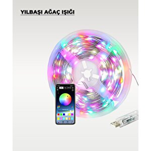 Yılbaşı Ağacı Şerit Led - 10 Metre- Telefondan Kontrol - Ses Duyarlı