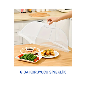 Gıda Koruma Şemsiyesi - Yiyecek & Yemek Sinek Koruyucu Tül Aparat, Piknik Ve Kamp İçin Tül Sineklik