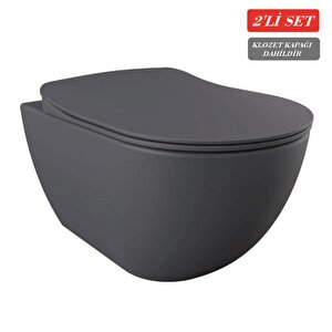 Free Asma Klozet (fe320.bm) + Duck Yavaş Kapanan Kapak Mat Basalt 2'li Set