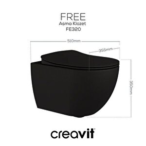 Free Asma Klozet (fe320.sm) + Duck Yavaş Kapanan Kapak Mat Siyah 2'li Set