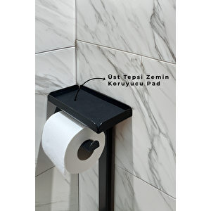 3'ü 1 Arada Banyo Seti Tuvalet Kağıtlık, Çöp Kovası Ve Tuvalet Fırça Takımı (mat Siyah)