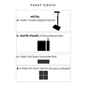 3'ü 1 Arada Banyo Seti Tuvalet Kağıtlık, Çöp Kovası Ve Tuvalet Fırça Takımı (mat Siyah)