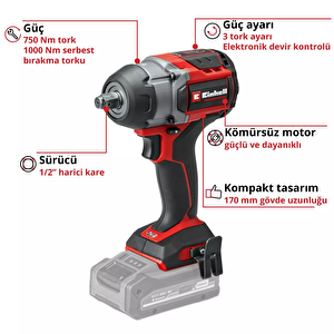 Einhell Tp-cw 18/750-c Li Bl - Solo Akülü Darbeli Somun Sıkma Kömürsüz
