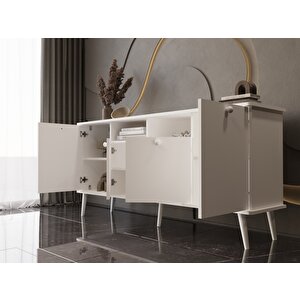 Lunaris Konsol 160 Cm %100 Mdf Lake Ahşap Ayaklı Beyaz