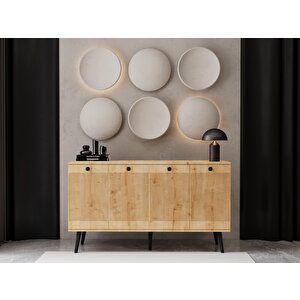 Melura Konsol 140 Cm %100 Mdf Lake Ahşap Ayaklı Safir Meşe