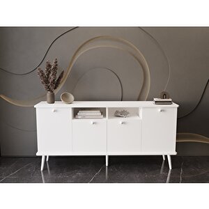 Lunaris Konsol 180 Cm %100 Mdf Lake Ahşap Ayaklı Beyaz