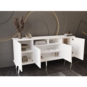 Lunaris Konsol 180 Cm %100 Mdf Lake Ahşap Ayaklı Beyaz