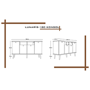 Lunaris Konsol 180 Cm %100 Mdf Lake Ahşap Ayaklı