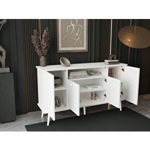 Lunaris Konsol 120 Cm %100 Mdf Lake Ahşap Ayaklı Beyaz