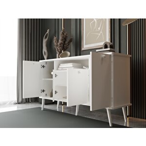 Lunaris Konsol 120 Cm %100 Mdf Lake Ahşap Ayaklı Beyaz