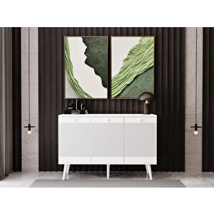 Melura Konsol 120 Cm %100 Mdf Lake Ahşap Ayaklı Beyaz