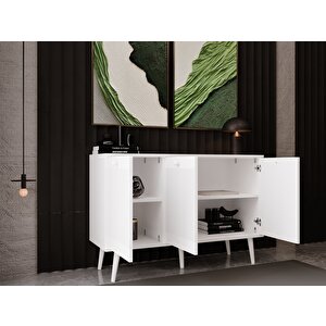 Melura Konsol 120 Cm %100 Mdf Lake Ahşap Ayaklı Beyaz