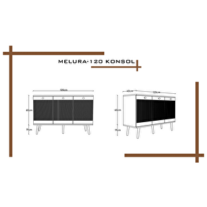 Melura Konsol 120 Cm %100 Mdf Lake Ahşap Ayaklı