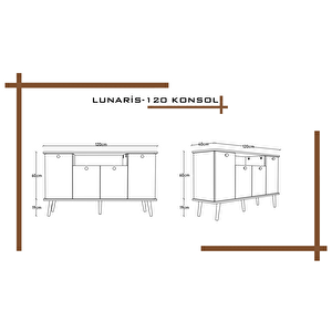 Lunaris Konsol 120 Cm %100 Mdf Lake Ahşap Ayaklı