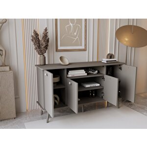 Lunaris Konsol 120 Cm %100 Mdf Lake Ahşap Ayaklı Gri