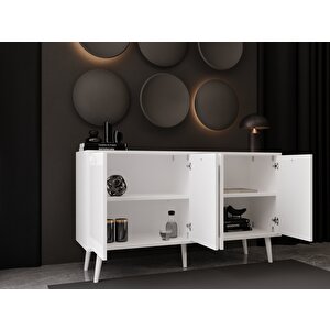 Melura Konsol 140 Cm %100 Mdf Lake Ahşap Ayaklı Beyaz