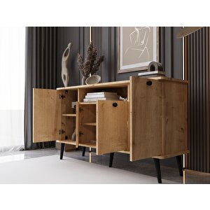 Lunaris Konsol 120 Cm %100 Mdf Lake Ahşap Ayaklı Safir Meşe