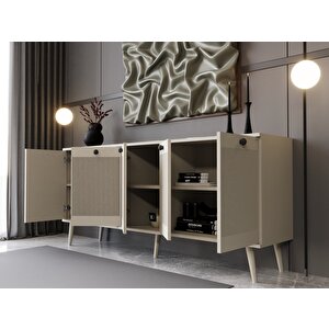 Melura Konsol 180 Cm %100 Mdf Lake Ahşap Ayaklı Kumtaşı