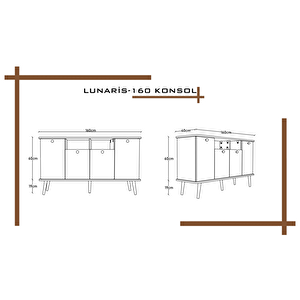 Lunaris Konsol 160 Cm %100 Mdf Lake Ahşap Ayaklı
